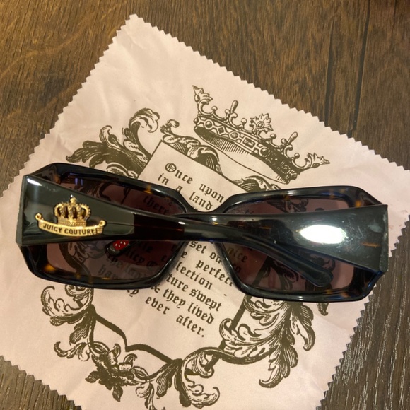 Y2K VINTAGE JUICY COUTURE SUNGLASSES CASE & CLOTH ROYAL CROWN BROWN TORTOISE main image 8